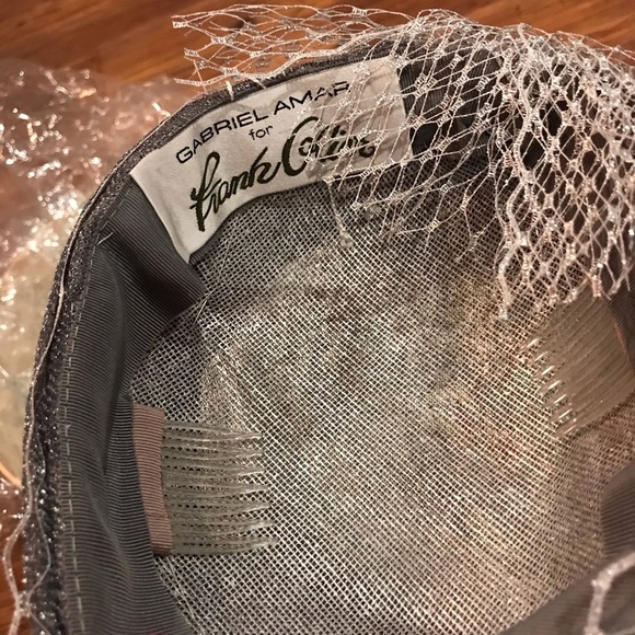Frank Olive Gray Fascinator Hat NWT Mesh Net Floral Cocktail Wedding main image 7